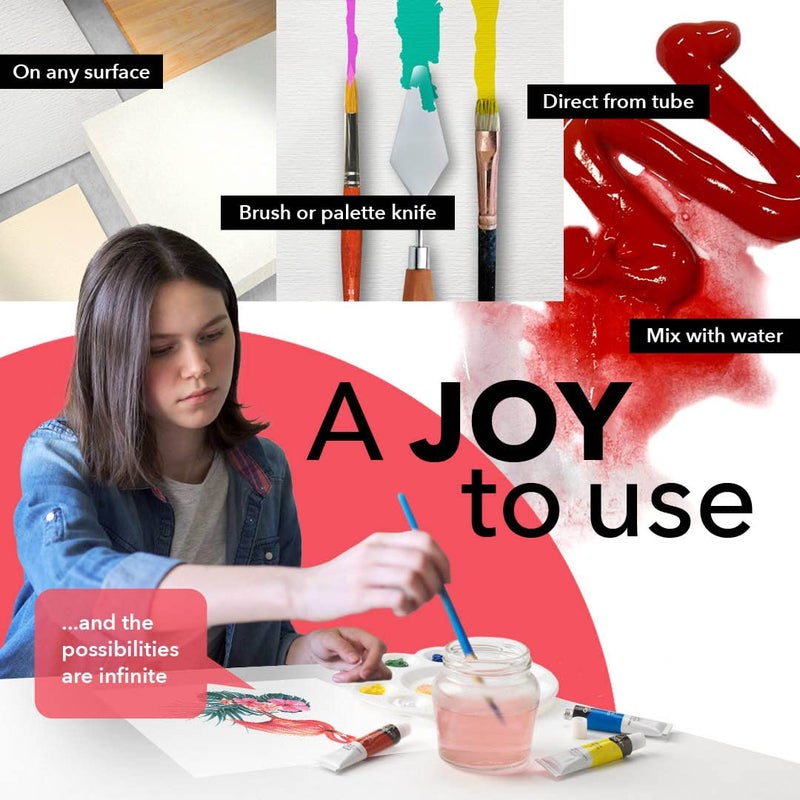 Castle Art Supplies 12 X 12ML Acrylic Paint Set | Value Beginner Set for Starters or Adult Artists | Quality Intense Colors | Smooth to Use on Range of Surfaces | in Neat Presentation Box - Image 4